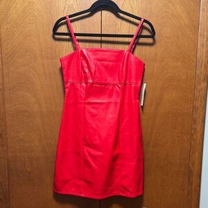 NWT Red Vegan Leather Sleeveless Dress